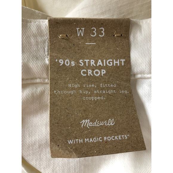 Madewell The '90s Straight Crop Jeans Raw Hem Cropped Denim Tile White NWT 33 - Picture 8 of 13